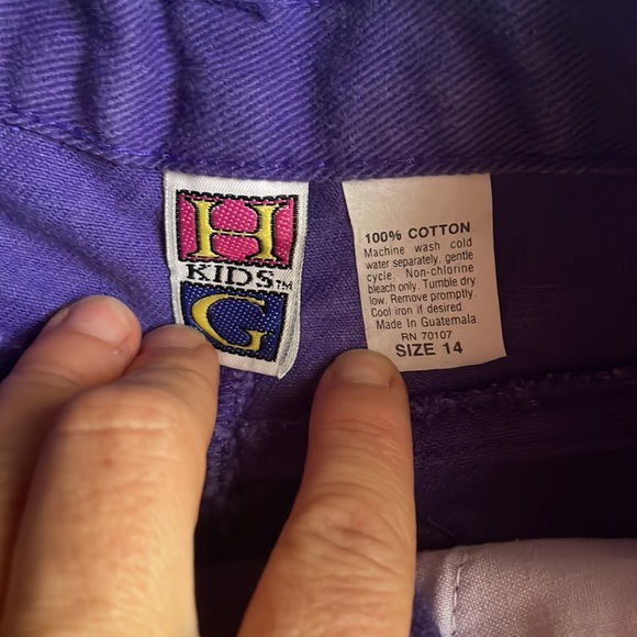 VINTAGE purple cotton shorts eyelet trim zip high rise EUC - Picture 5 of 7